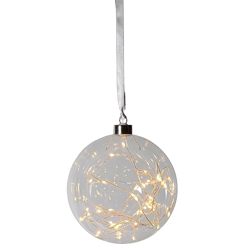 EGLO LED-Weihnachtskugel für Innen, beleuchtete Glaskugel zum Aufhängen, transparente Leuchtkugel zum Hängen, warmweiß, Strom-Betrieb, Ø 15 cm von EGLO