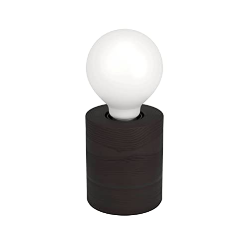 EGLO Tischlampe Turialdo 1, Deko Tischleuchte, Nachttischlampe Zylinder aus Holz in schwarz-matt, FSC100HB, Tisch Lampe für Wohnzimmer und Schlafzimmer, E27 Fassung von EGLO