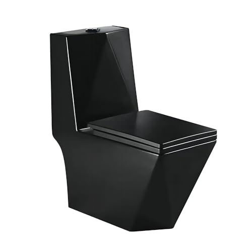 EGO INTERIORS Premium Design | Einteilige Stand-WC mit Spülkasten | schwarze Keramik | komplett Set | spülrandlos | Sitz mit SoftClose Absenkautomatik und Schnellverschluss | glatte Oberfläche von EGO Interiors