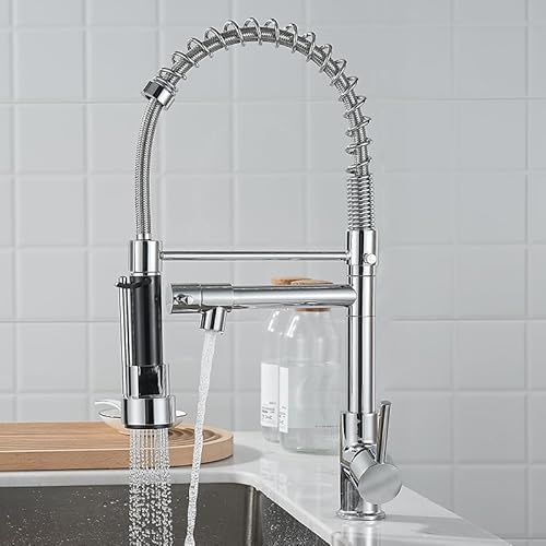 EGTink Wasserhahn Küche Küchenarmatur mit Brause 360° Schwenkbar Mischbatterie Spiralfeder Armatur Spültischarmatur Spiralfederarmatur, Galvanisiert von EGTink