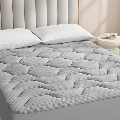 EHEYCIGA Gel Topper 180x200cm Boxspringbett, Matratzentopper 180x200cm Memory Foam, Kühlende Matratzen Topper mit extra tiefem Tasche, Grau von EHEYCIGA