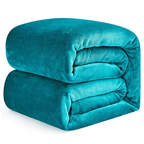 EHEYCIGA Kuscheldecke flauschig, weiche warme Fleecedecke 230x270 als Decke Sofa, Wohndecke oder Couchdecke überwurf, Türkis von EHEYCIGA