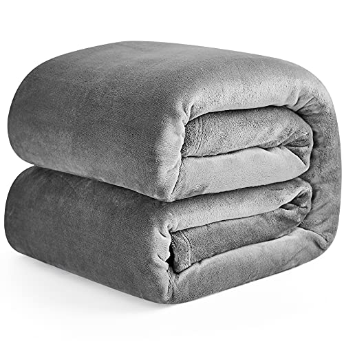 EHEYCIGA Kuscheldecke flauschig Grau, weiche warme Fleecedecke 230x270 als Decke Sofa, Wohndecke oder Couchdecke überwurf von EHEYCIGA