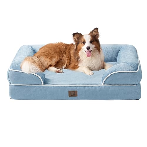 EHEYCIGA Orthopädisches Hundebett Grosse Hunde, Memory Foam Hundekorb Mittelgroße Hunde, Waschbar Hundesofa Wasserdicht rutschfest, Hundecouch mit Hohem Rand von EHEYCIGA