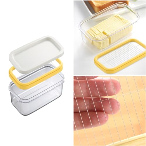 Butterdose 2 In 1 Butterdose mit Deckel Butterschneider Butterdose Plastik Butterteiler Hilfsbutterschneidekasten Butter Box Butterdose Käsehalter für Kühlschrank von EHOTER