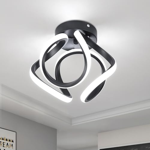 EIDEARAY LED Deckenlampe, 33W LED Deckenleuchte Modern, Deckenleuchte aus Aluminium LED Lampe Schwarz für Wohnzimmer Schlafzimmer Flur Küche Balkon, Durchmesser 25cm von EIDEARAY