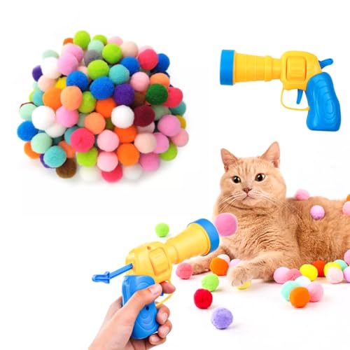 EIHI 1 Abschusskanone + 30 stücke 3-cm-Abschusskugeln Katze Spielzeug,katzenspielzeug,Katzen Spielzeug,katzenspielzeug Feder,Spielzeug für Katzen von EIHI