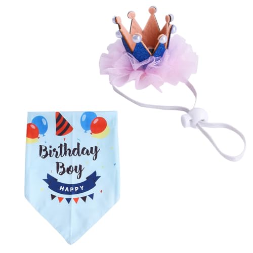 EIHI Hundetorte Fliege Hund Katze Geburtstag Bandana Niedlich Hund Geburtstag Hut Haustiere Geburtstag Party Supplies Geburtstag Outfit für Katze und Hund Blau von EIHI