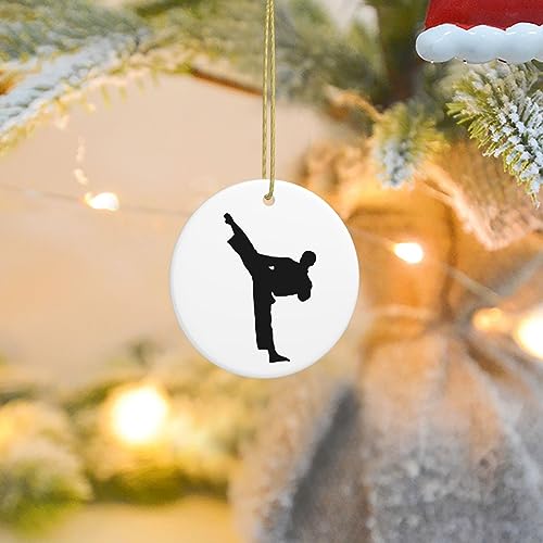 2023 Keramik Weihnachtsbaum Ornamente Taekwondo Kampfkunst Runde Weihnachtsschmuck Porzellan Keramik Dekorationen Baum Hängende Ornamente für Home Urlaub Dekor Hochzeit Geschenke von EKYOSHCZ