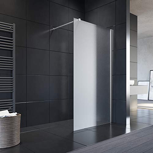 ELEGANT 100x200 cm Walk-In Dusche mit Stabilisator aus 8 mm Vollsatiniert Glas inkl. Nanobeschichtung von ELEGANT