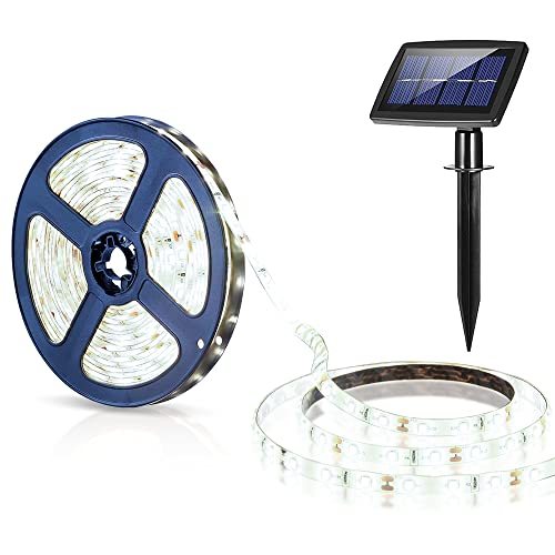 ELINKUME 150 LEDs Solar Strip Licht 5 M/16,4 ft SMD2835 IP65 Wasserdichte Outdoor LED Streifen Lichtschlauch für Garten Balkon Weihnachten Hochzeit Party von ELINKUME