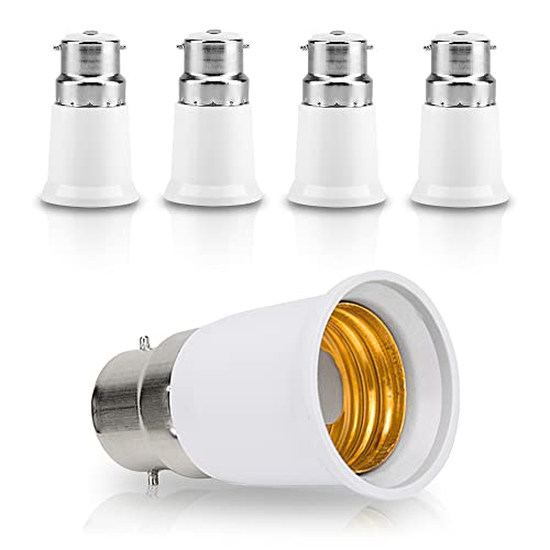 ELINKUME B22 Lampen Sockel Adapter,B22 auf E27 Konverter für LED Glühbirne,Glühlampen und CFL Glühbirne,250 Grad Hitzebeständig,Spannung 220V,5er-Pack von ELINKUME