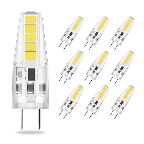 ELINKUME Dimmbar G4 LED Lampen,Birnen 2W Kaltweiss Led G4 Stiftsockel,Leuchtmittel G4 Glühbirne Ersatz für 20W Halogen Lampen,206LM,AC/DC12-24V Kein Flackern,360°Abstrahlwinkel,10er-Set von ELINKUME