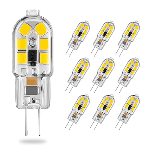 ELINKUME G4 LED Lampen,2W Leuchtmittel Ersatz für 20W Halogenlampen,180lm Kaltweiss Energiesparbirn,Flimmerfrei,AC/DC 12V,G4 Led Stiftsockellampe,10er Pack von ELINKUME