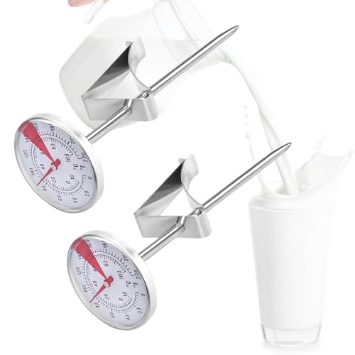 EMAGEREN 2 Stück Friteusenthermometer Edelstahl Milch Thermometer,-10~100 ℃ Kaffee Thermometer Ofenthermometer Fettthermometer küche für Backofen, BBQ, Essen, Steak, Türkei, Süßigkeiten, Bad Wasser von EMAGEREN