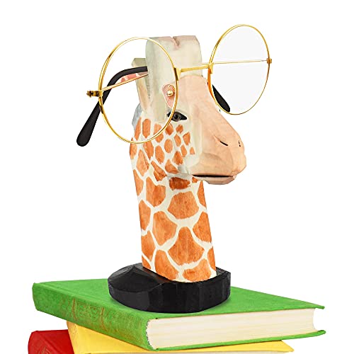 EMAGEREN Brillenhalter Tier Brillenhalterung Kinder Holz Brillenständer Sonnenbrillenhalter lustig Brillenablage für Schreibtisch, Dekorative Ständer, Wohnkultur und Geschenk (Giraffe) von EMAGEREN