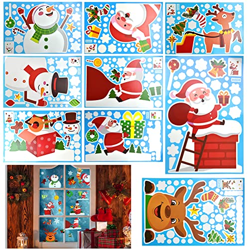 EMAGEREN 15 Blatt Fensterbilder Weihnachten Selbstklebend Weihnachtsdeko Fenster Weihnachten Fensteraufkleber Statisch Haftende PVC Aufkleber Schneeflocken Fensterdeko Weihnachtsdekoration von EMAGEREN