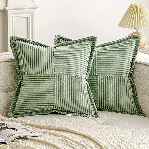 EMEMA Kordsamt Kissenbezüge Weich Dekokissen Dekorativ Kissenbezug 50x50 cm Kissenhülle Sofakissen Zierkissen Couchkissen 2er Set für Wohnzimmer Schlafzimmer Grün von EMEMA