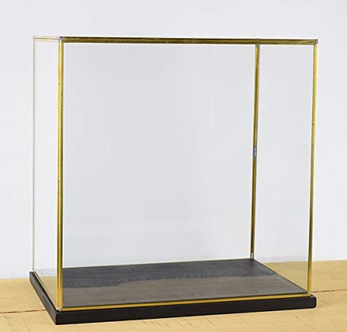 EMH Vitrine aus Glas und Messing, handgefertigt, mit schwarzem Holzsockel, 42 cm von EMH