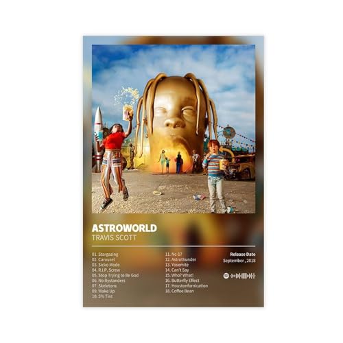 EMIGOS Astroworld Leinwand-Poster mit Musikalbum-Motiv, Wandkunst, Dekor, Bild, Gemälde für Wohnzimmer, Schlafzimmer, Dekoration, ungerahmt, 30 x 45 cm von EMIGOS