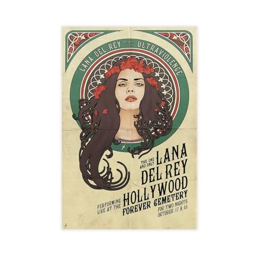 EMIGOS LANA DEL REY Kunst-Musik-Poster, Leinwand, Poster, Wandkunst, Dekor, Bild, Gemälde für Wohnzimmer, Schlafzimmer, Dekoration, ungerahmt, 30 x 45 cm von EMIGOS