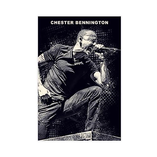 EMIGOS Sänger-Songwriter Chester Bennington 1 Leinwand-Poster, Wandkunst, Dekor, Bild, Gemälde für Wohnzimmer, Schlafzimmer, Dekoration, ungerahmt, 30 x 45 cm von EMIGOS