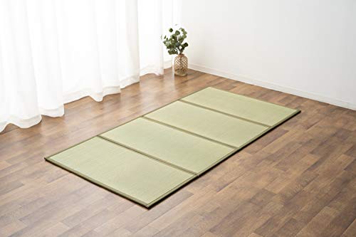 EMOOR Japanische Tatami Matte, 100 x 200cm, Natürliches Igusa Binsengras (Ungefärbt), Faltbare Igusa-Matratze, Japanische Futon Boden schlafen Area Teppich Meditation Yoga Zen von EMOOR