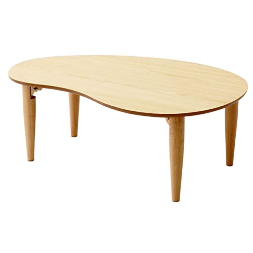 EMOOR Klapptisch Holz, Klein-Birnenform(B80xD52cm) Naturfarben, Couchtish Tatami Tisch von EMOOR
