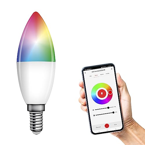 EMOS GoSmart LED-Kerzenlampe, WiFi LED 4,8W Ersatz für 40W, Helligkeit 470 lm, RGB, Lichtfarbe 2700-6500 K, WiFi Konnektivität, kompatibel mit Tuya GoSmart-App, Sprach-Assistant, E14 Sockel, Weiß von EMOS