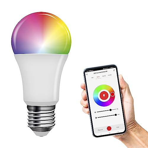 EMOS GoSmart LED-Lampe A60, ZigBee LED 9W Ersatz für 60W, Helligkeit 806 lm, RGB, Lichtfarbe 2700-6500 K, ZigBee Gateway, kompatibel mit Tuya GoSmart-App, Sprach-Assistant, E27 Sockel von EMOS