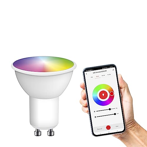 EMOS GoSmart LED-Reflektorlampe, MR16 ZigBee 4,8W Ersatz für 35W, Helligkeit 400 lm, RGB, Lichtfarbe 2700-6500 K, ZigBee Gateway, kompatibel mit Tuya GoSmart-App, Sprach-Assistant, GU10 Sockel, Weiß von EMOS