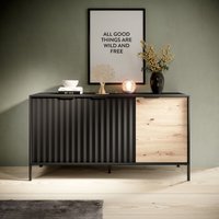 Kommode 150 cm Varo - dreitürige Sideboard - Möbel vom Hersteller (Schwarz + Artisan) - Schwarz + Artisan von EMPORIUS