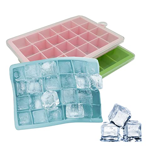 EMSMIL Eiswürfelform 3 Stück Silikon Eiswürfelbehälter mit Deckel 15 24 Fach Eiswürfelformen Eiswürfelschalen Ice Cube Tray BPA Frei LFGB Zertifiziert für Enfrieren Gekühlte Getränk und Whisky von EMSMIL