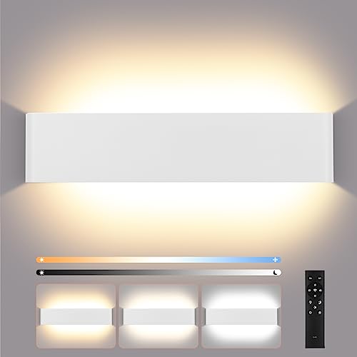 ENCOFT 18W Wandleuchte Innen Dimmbar mit Fernbedienung, Dimmbare LED Wandlampe Modern Up Down Licht Wandbeleuchtung Weiß IP44 für Wohnzimmer Schlafzimmer Flur Treppen usw, aus Aluminium von ENCOFT