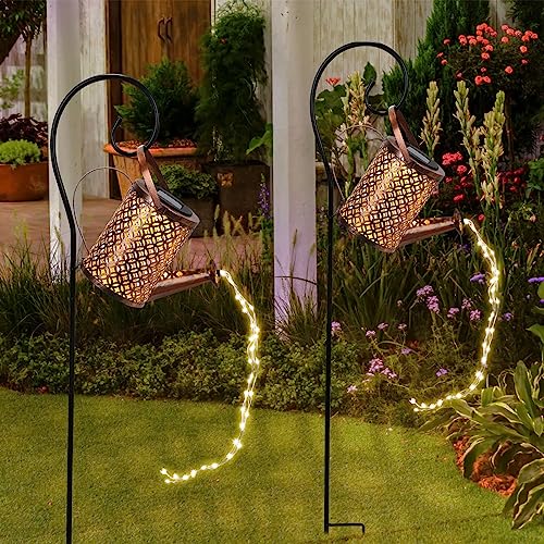 ENCOFT 2 Stück Solar Gießkanne Lichterkette Aussen, LED Außen Solarlampen Wasserdicht Gartendeko Gießkannenlicht Lichter, Vintage Lichterkette Aussen für Garten Balkon Terrasse von ENCOFT