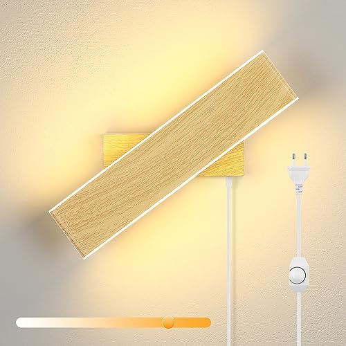ENCOFT LED 12W Wandleuchte mit Stecker Modern Wandlampe mit Schalter Dimmbar Up Down Licht Modern Drehbar Einstellbarer Winkel Lampe für Schlafzimmer Treppenhaus Flur von ENCOFT