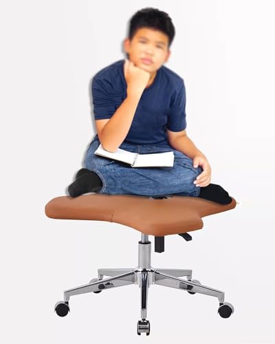 ENHEN Kniestuhl Breitsitz Gekreuzter Stuhl für Kinder, Tragbarer Knienstuhlbeingurt - Multisitzposition, 2 Kissen Ergonomisches Büro Rollinghocker (Color : Orange) von ENHEN