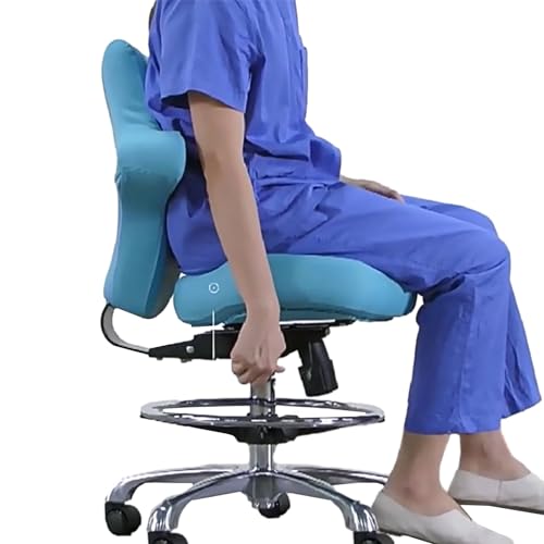 ENHEN Sattelhocker Rollhocker Blauer Drehhocker mit Rückenunterstützung, Sitzstuhl für Küche Behindert, Arme Bequemer Rollstuhl für Die Massage für Zahnärztliche Medizinische Klinik von ENHEN