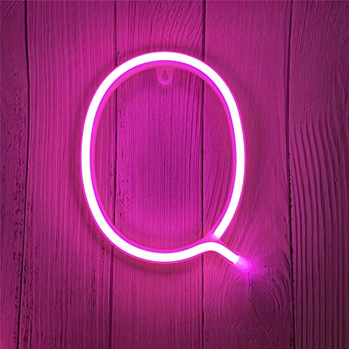 LED Neon Buchstaben Lichter Rosa Neonschild Leuchten Buchstaben Neonschild Batterie/USB Beleuchtete Buchstaben Neon Nachtlicht Dekor für Kinderzimmer,Hochzeit,Weihnachten,Valentinstag(Q) von ENUOLI