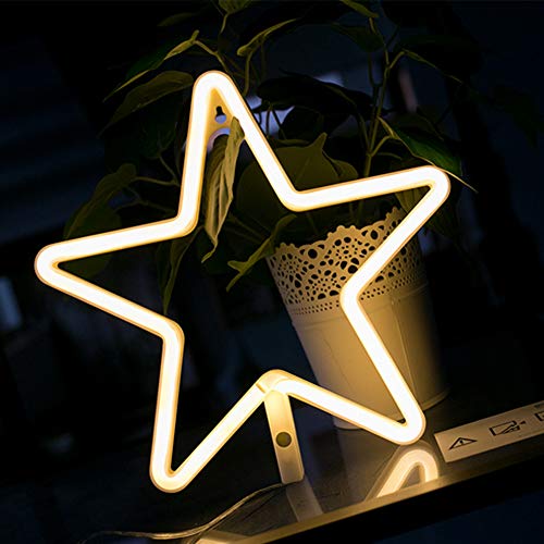 ENUOLI LED Neon Sign Star Neon Lights Warm White Neon Wall Light Battery or USB Operated Night Light LED Lights Wall Decoration for Girls Bedroom Living Room Christmas Party as Kids Gift … von ENUOLI