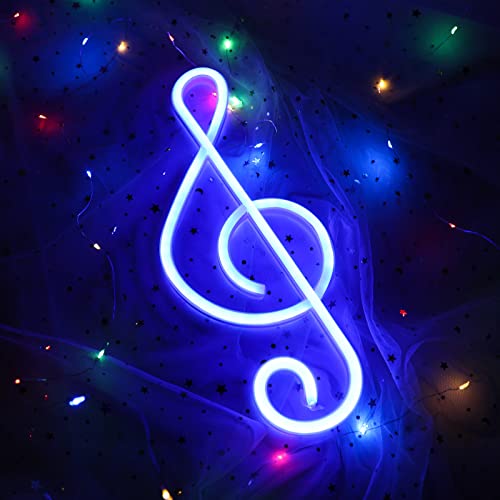 ENUOLI Neon-Schild Musik Neonlicht Neon-Wandleuchte LED-Beleuchtung für Wanddekoration USB/Batteriebetriebene Neon-Musiknote Neonlicht-Zeichen Blau Neon für Weihnachten Dekor Kindergeschenk (Blau) von ENUOLI