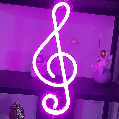 ENUOLI Neon-Schilder, Musiknoten-Form, Neonlichter, LED-Dekoration, Nachtlicht, Wanddekoration, batterie-/USB-betrieben, kreative Beleuchtung für Weihnachten, Kinderzimmer, Wohnzimmer (Pink) von ENUOLI