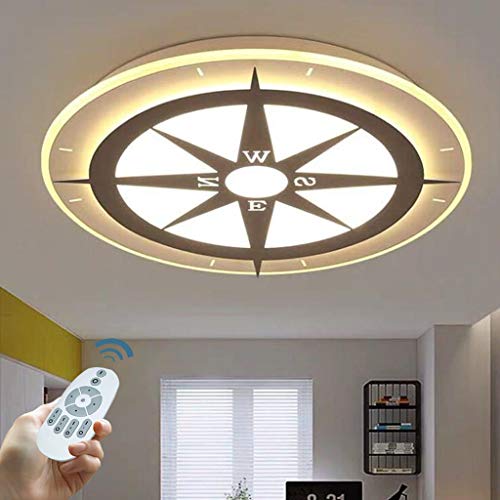 LED-Deckenleuchte Mit Fernbedienung Dimmbar Kinderzimmerlampe Für Jungen Und Mädchen Und Begrüßungsräume Licht Energie Licht Kompass Auge Pflege Kinderlampen Metall Deckenlampe,62CM 40W von ENXING