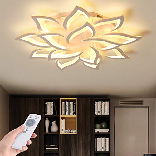 Kreative Blütenblatt LED Deckenleuchte Deckenlampe Decken Beleuchtung Für Schlafzimmer Wohnzimmer Mit Fernbedienung Dimmable Küche Esszimmer Weiß Acryl Lampenschirm Dekorative Lampe,14 heads von ENXING