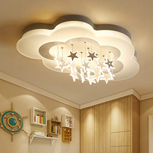 LED Deckenleuchte Funkelnder Glitzer-Stern Moderne Kinderlampe Kinderzimmer Jungen Mädchen Deckenlampe Dimmbar Mit Fernbedienung Interior Schlafzimmer Lichter Wohnzimmer Pendellampe,Warm stars,65cm von ENXING