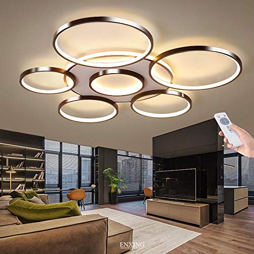 ENXING LED Deckenleuchte Wohnzimmerlampe Dimmbar Deckenlampe Mit Fernbedienung 106W Modern Decke Schlafzimmerlampe Acryl Lampenschirm Aluminium Design Lampe Esszimmerlampe Bürolampe Küchelampe,Braun… von ENXING