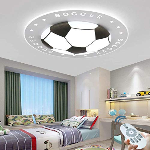 Moderne Kreative Fußball LED Deckenleuchte Kinderzimmer Licht Dimmbar Farbwechsel Junge Mädchen Augenschutz Deckenleuchte Wohnzimmer Schlafzimmer Kindergarten Dekoration Licht,Schwarz,42CM 24W von ENXING