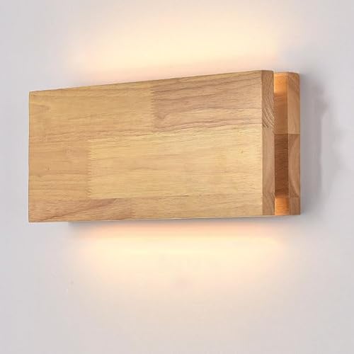 EOEO Wandleuchte LED Holz Wandlampe Innen Retro Flurlampe Up und Down 3000K Warmweiß Nachtlampe für Wohnzimmer Schlafzimmer Flur 1-flammig,C von EOEO