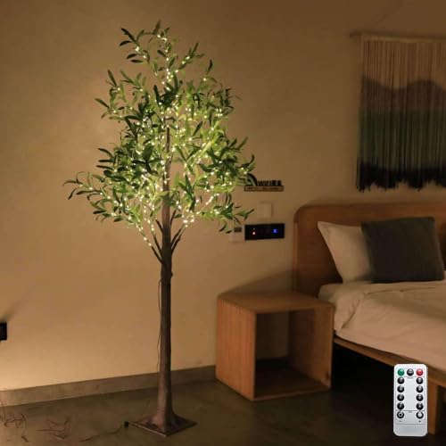 LED Beleuchteter Olivenbaum 120cm 180 LED Warmweiß,USB LED Lichterbaum mit Blätter und Fernbedienung,8 Lichtmodi, LED Künstliches Grünpflanzen mit Lichtern für Weihnachts Hochzeitsfeiertagsfeier Party von EOEO