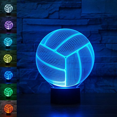 3D Lamp, EONANT 3D Night Lights LED USB Touch mit 7 Color Optical Illusion Schreibtischleuchten für Kinderzimmer Home Decoration (Volleyball) von EONANT